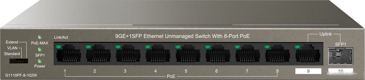 Неуправляемый коммутатор IP-COM G1110PF-8-102W