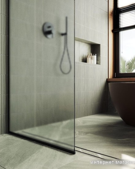 Душевая стенка MaybahGlass 195x109 MGD-680-6у (сатин стекло/черный)
