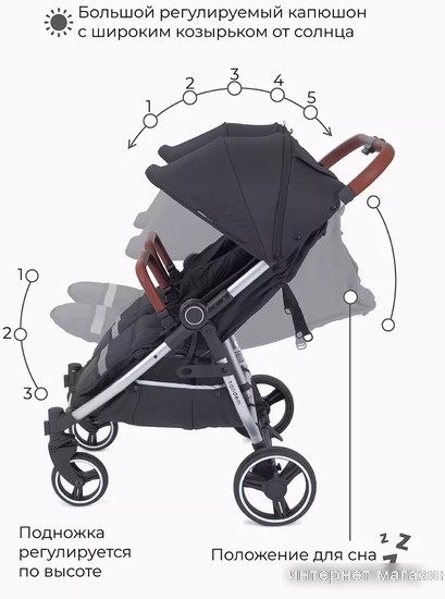Коляска прогулочная «книга» Rant Mowbaby Tandem MB170 (black)