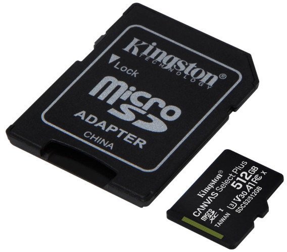 Карта памяти Kingston Canvas Select Plus microSDXC 512GB (с адаптером)