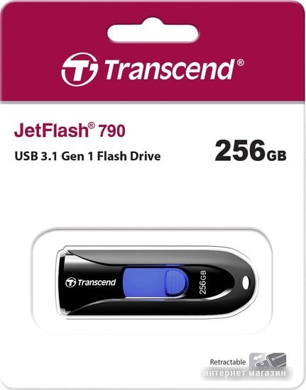USB Flash Transcend JetFlash 790 256GB (черный)