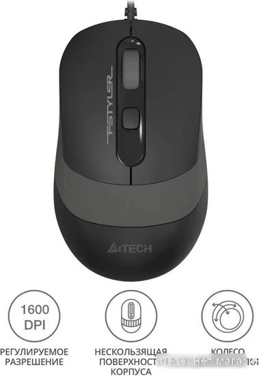Мышь A4Tech Fstyler FM10S (серый/черный)