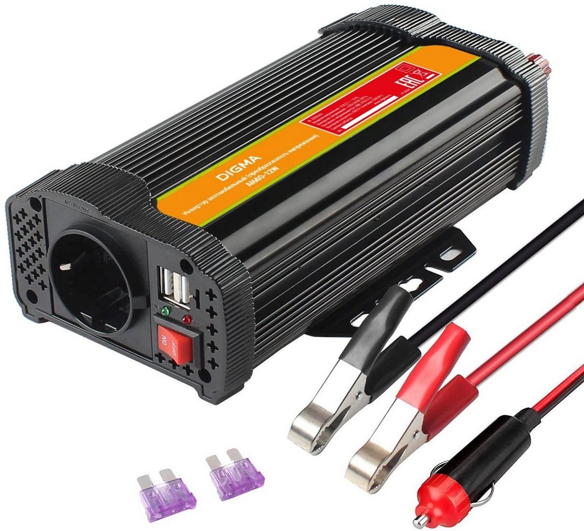 Автомобильный инвертор Digma AI600-12W