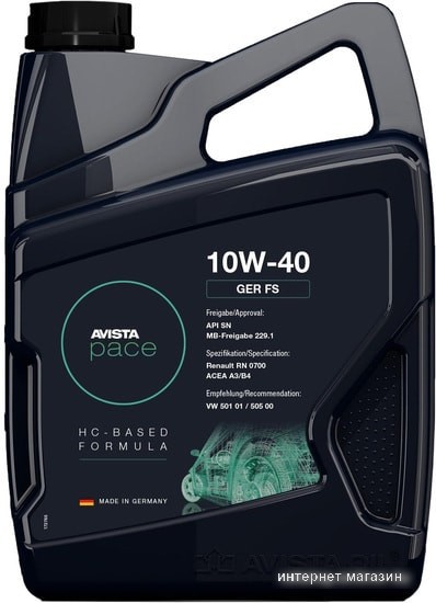Моторное масло Avista pace GER FS 10W-40 4л