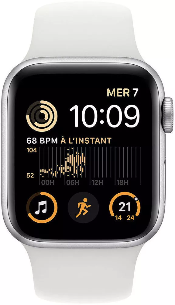 Умные часы Apple Watch SE 2 40 мм (алюминиевый корпус, серебристый/белый, спортивный силиконовый ремешок M/L)