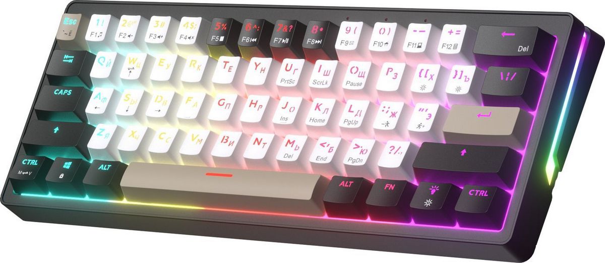 Клавиатура JEGG ZA61 White Black Brown (TNT Yellow)