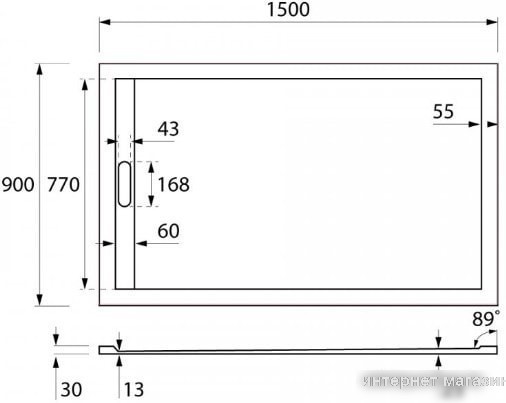 Душевой поддон Cezares TRAY-AS-AH-150/90-30-W 150x90