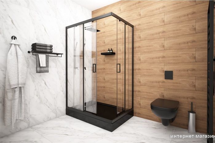 Душевой уголок Метакам Universal Pro Black 120x80 KKS_014548 (прозрачное стекло)