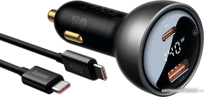 Автомобильное зарядное Baseus Digital Display PD3.1 Dual Fast Charger U+С 140W Set