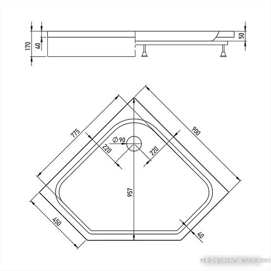 Душевая кабина Alex Baitler AB9017V-1 90x90