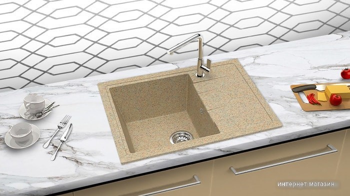 Кухонная мойка Berge BR-5850 (песочный матовый)