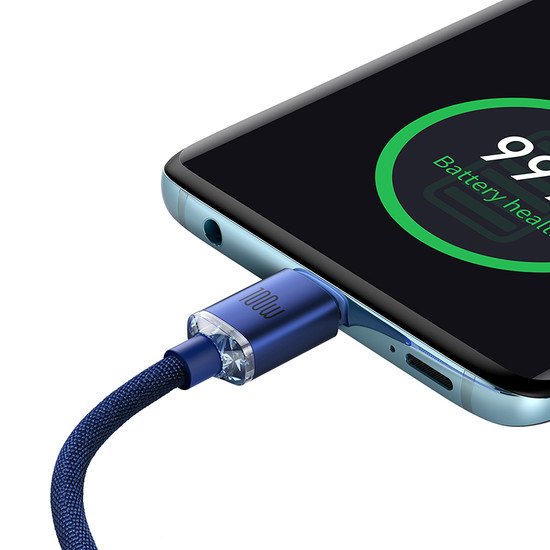 Кабель Baseus Crystal Shine USB Type-C - USB Type-C (2 м , синий)