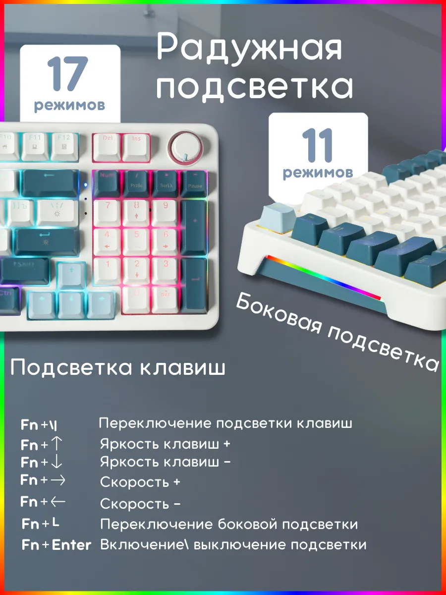 Клавиатура JEGG ZA98 White Navy Blue (TNT Red)