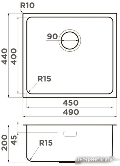 Кухонная мойка Omoikiri Tadzava 49-U/I Ultra 15 IN (нержавеющая сталь)