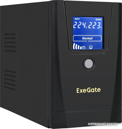 Источник бесперебойного питания ExeGate SpecialPro Smart LLB-1000.LCD.AVR.1SH.2C13.RJ.USB EX292788RUS