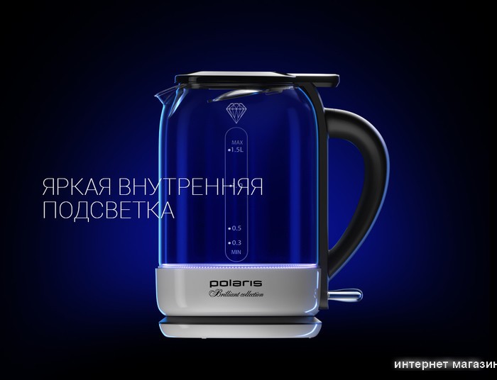 Электрический чайник Polaris PWK 1753CGL (черный/белый)
