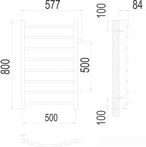 Полотенцесушитель TERMINUS Классик П8 500x800 бп 500