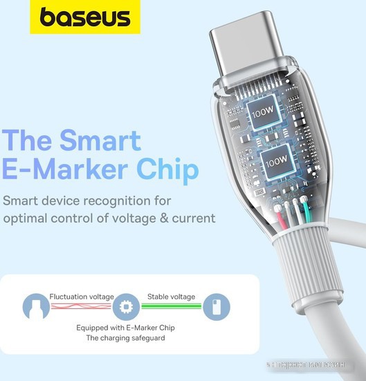 Кабель Baseus Pudding Series Fast Charging Cable 100W USB Type-C - USB Type-C (2 м, белый)