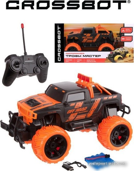 Автомодель Crossbot Джип Трофи Мастер 870596 (черный/оранжевый)