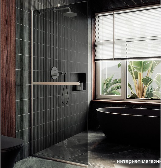 Душевая стенка MaybahGlass 195x89 MGD-735-5у (графитовое стекло/хром матовый)