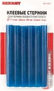 Клеевые стержни Rexant 09-1227 (6 шт, синий)
