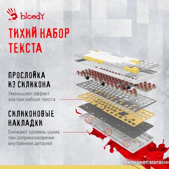 Клавиатура A4Tech Bloody S87 Energy White (Bloody BLMS Red Plus)