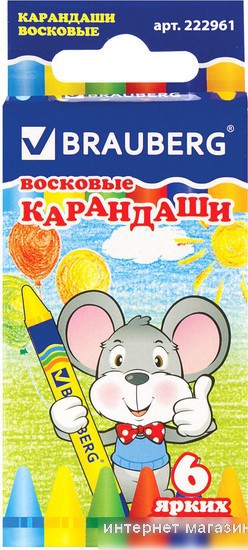 Восковые мелки BRAUBERG Пифагор 222961 (6 цв)