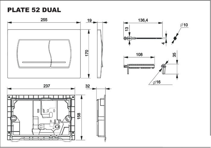 Панель смыва Roca Active 52B 8901150B2 (хром матовый)