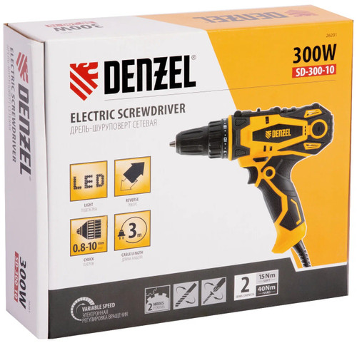 Дрель-шуруповерт Denzel SD-300-10