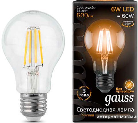 Светодиодная лампа Gauss E27 6Вт 2700К [102802106]