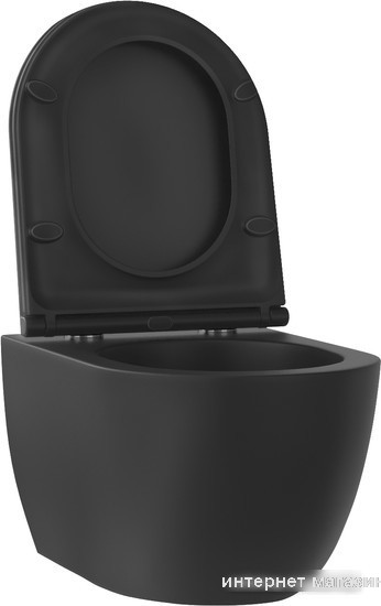 Унитаз подвесной Wellsee Chalice Perfection RimFree 182609001 (чаша, пневмокрышка, матовый черный)