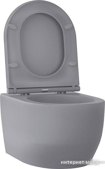 Унитаз подвесной Wellsee Croquis RimFree 182614001 (чаша, пневмокрышка, матовый серый)