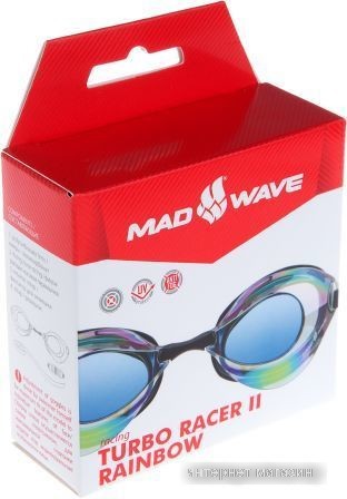 Очки для плавания Mad Wave Turbo Racer II Rainbow (бирюзовый)