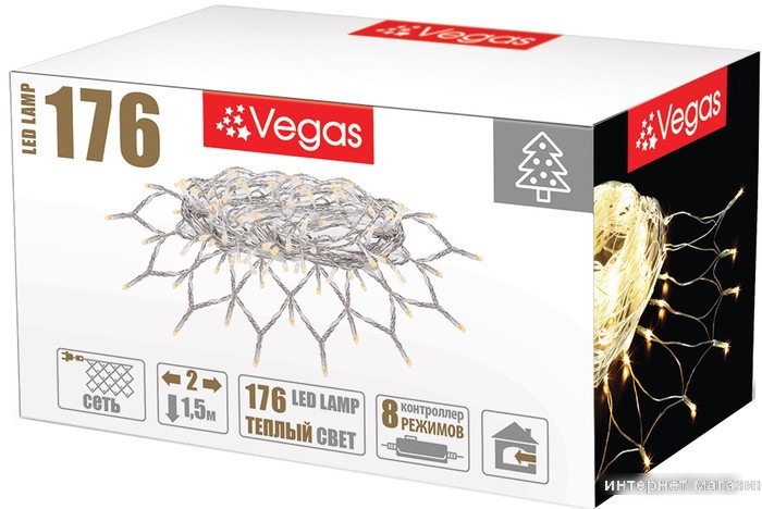 Световая сетка Vegas Сеть 55074 176 LED (белый теплый)