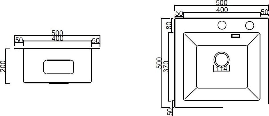 Кухонная мойка ARFEKA ECO AR 500*500 GS BLACK GLASS + SATIN