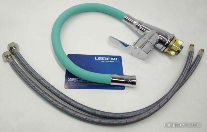 Смеситель Ledeme L4699-11 (хром/бирюзовый)