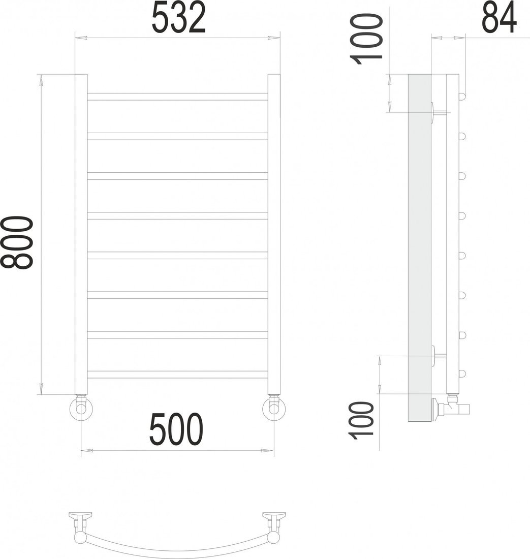 Полотенцесушитель TERMINUS Классик П8 500x800 (золото матовое)