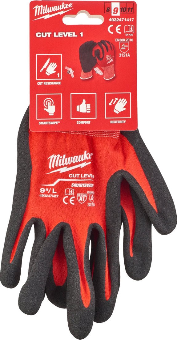 Перчатки хозяйственные Milwaukee Cut level 1/A L/9 4932471417