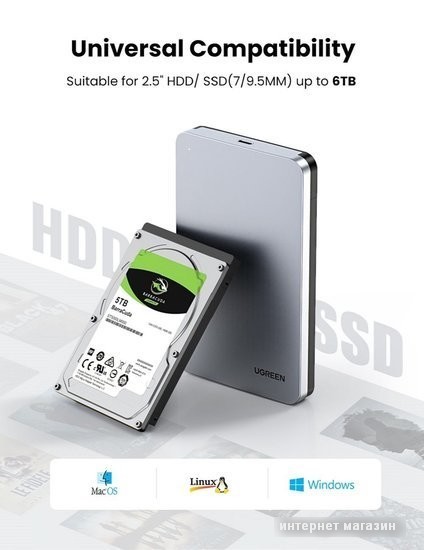 Бокс для накопителей 2.5" Ugreen CM300