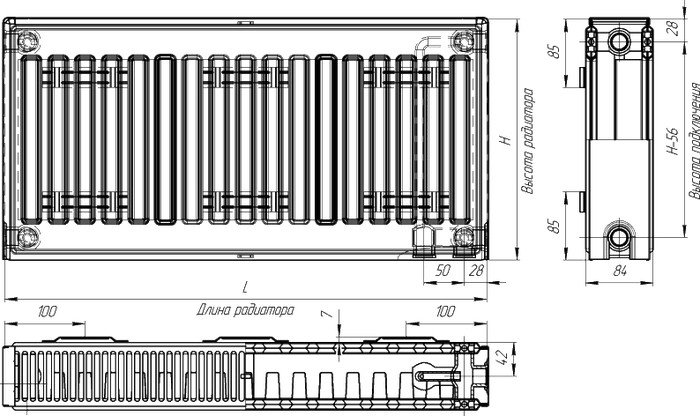 Стальной панельный радиатор Лидея ЛК 21-504 тип 21 500x400