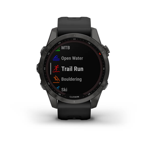 Умные часы Garmin Fenix 7S Sapphire Solar 42 мм (серый карбон/черный)