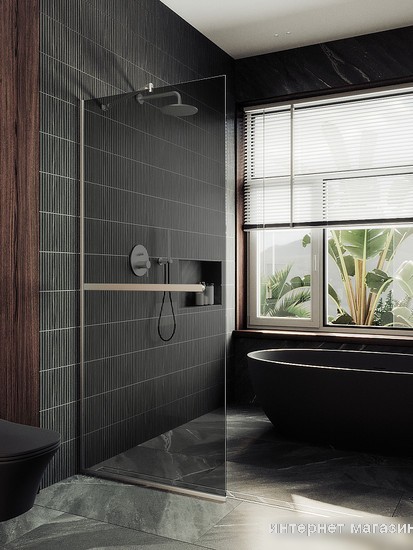 Душевая стенка MaybahGlass 195x89 MGD-735-5у (графитовое стекло/хром матовый)