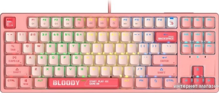 Клавиатура A4Tech Bloody S87 Energy Pink (Bloody BLMS Red Plus)