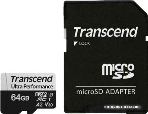 Карта памяти Transcend microSDXC 340S 64GB (с адаптером)