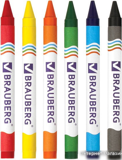 Восковые мелки BRAUBERG Пифагор 222961 (6 цв)
