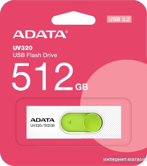 USB Flash ADATA UV320 512GB (белый/зеленый)