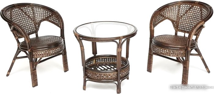 Набор садовой мебели TetChair Pelangi (стол/2 кресла, без подушек, walnut)