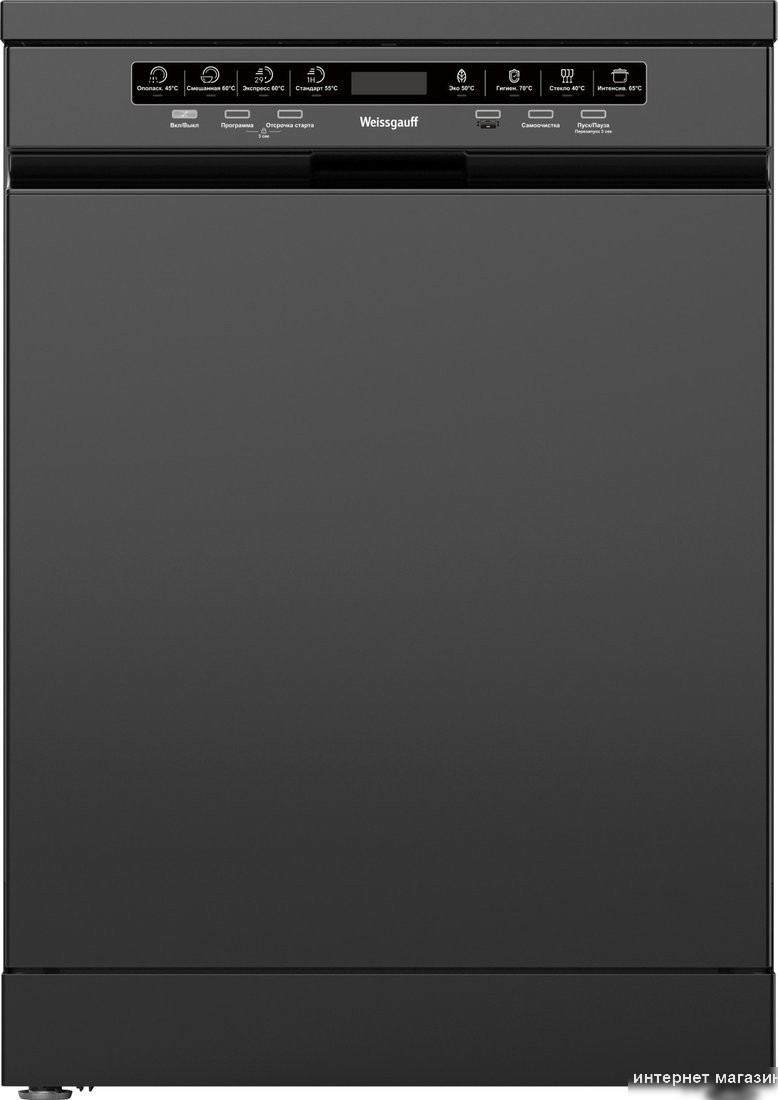 Отдельностоящая посудомоечная машина Weissgauff DW 6038 D Dual Wash Black