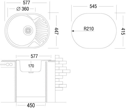Кухонная мойка Ukinox FAD577.447-GT6K 1R