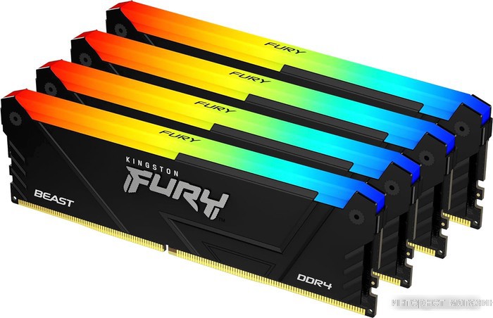 Оперативная память Kingston FURY Beast RGB 4x16ГБ DDR4 3200 МГц KF432C16BB12AK4/64